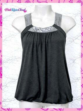 Kiddo Girls Y2K Gray Sequin Tank Top Tunic Size 7 Made in USA